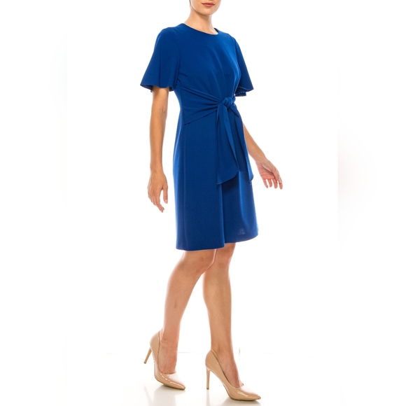 Donna Morgan Short Flutter Sleeve A-Line Dress - Picture 2 of 5